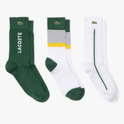 PACK 3 CALCETINES LACOSTE BLANCO VERDE AMARILLO